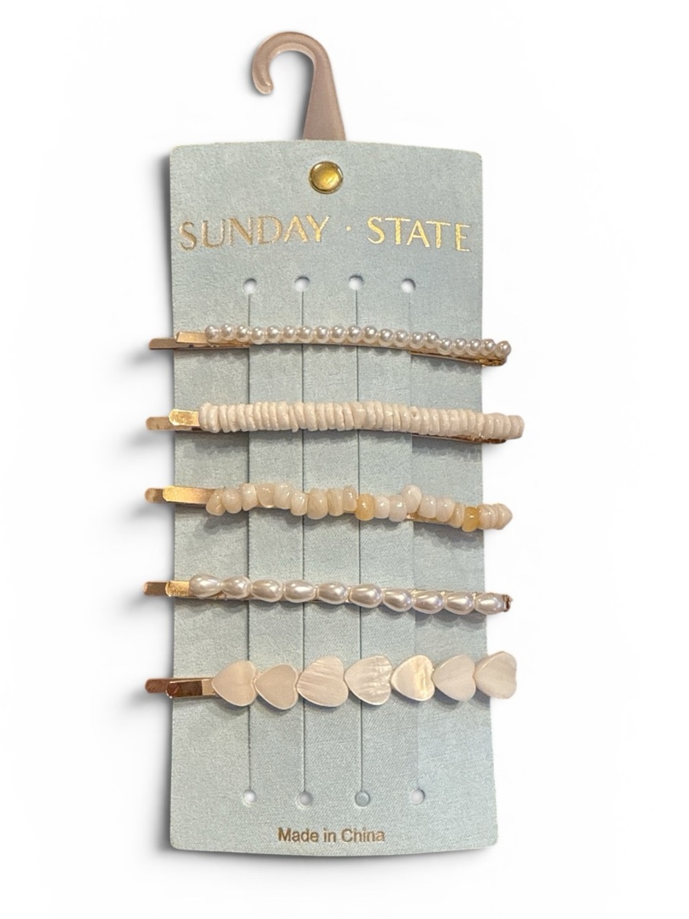Sunday State Pearl Beaded 5 Piece Hair Clip Set